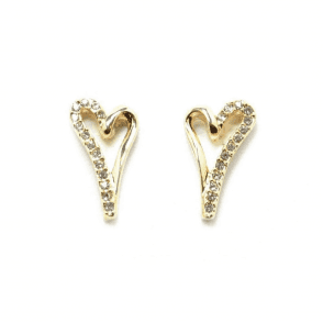 Gold Plated Open Crystal Heart Stud Earrings
