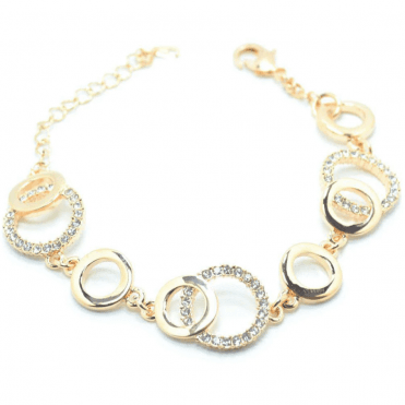 Gold Plated Triple Crystal Circles Bracelet