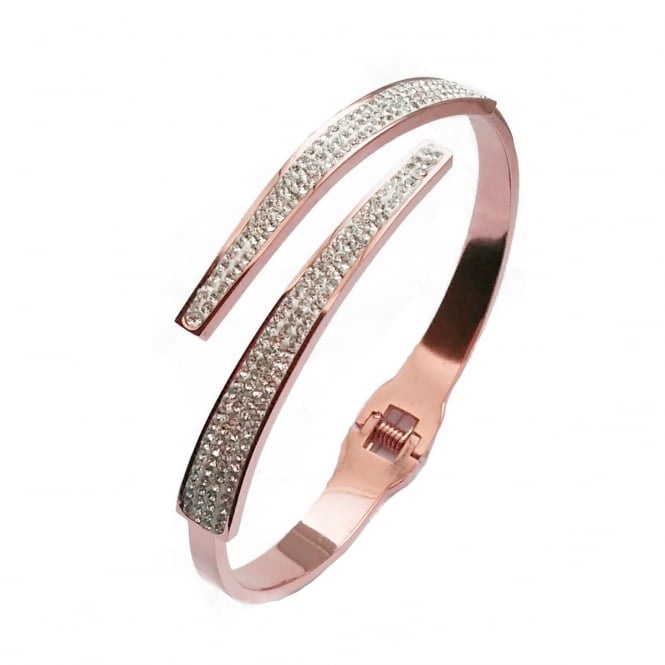 VIP Rose Gold Plated Crystal Crossover Hinged Bangle