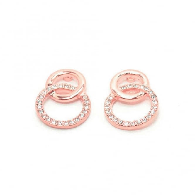 VIP Rose Gold Plated Crystal Set Double Circle Stud Earrings
