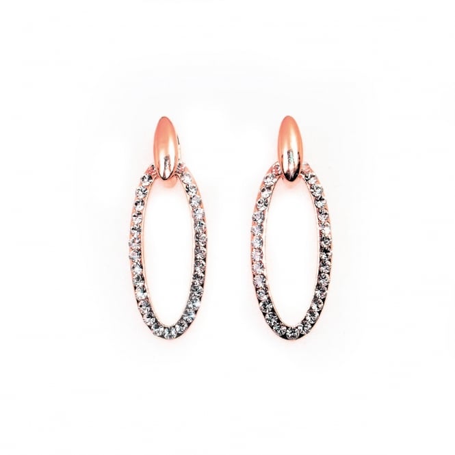 VIP Rose Gold Plated Crystal Set Oval Drop Earrings