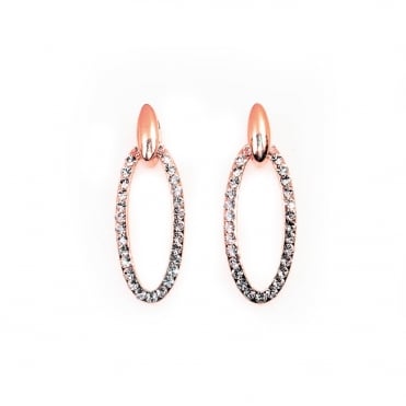 VIP Rose Gold Plated Crystal Set Oval Drop Earrings