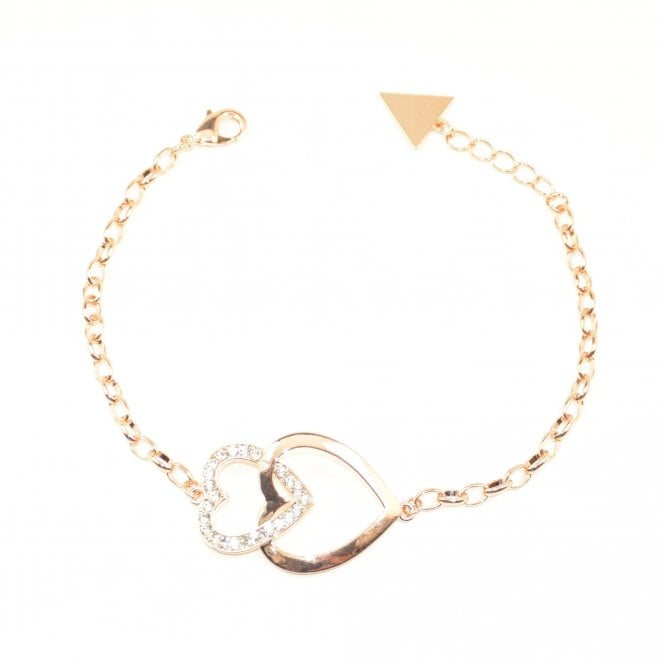 VIP Rose Gold Plated Double Heart Crystal Bracelet