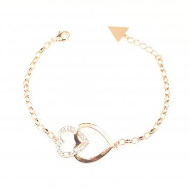 VIP Rose Gold Plated Double Heart Crystal Bracelet