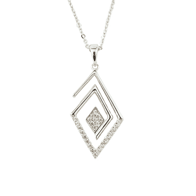 VIP Silver Plated Crystal Abstract Pendant & Chain