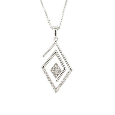 Silver Plated Crystal Abstract Pendant & Chain