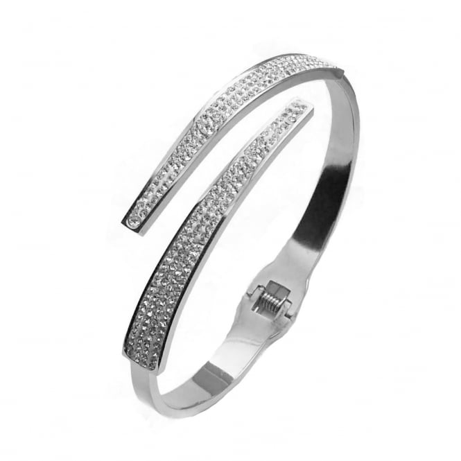 VIP Silver Plated Crystal Crossover Bangle