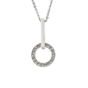Silver Plated Crystal Drop Pendant & Chain