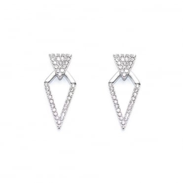 VIP Silver Plated Crystal Set Diamond Shape Drop Earrings