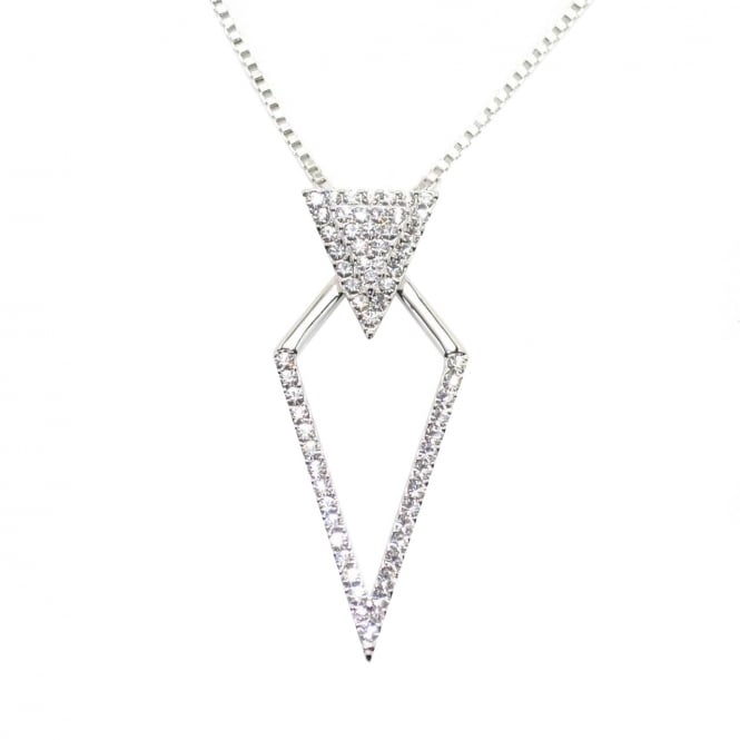 VIP Silver Plated Crystal Set Diamond Shape Pendant and Chain