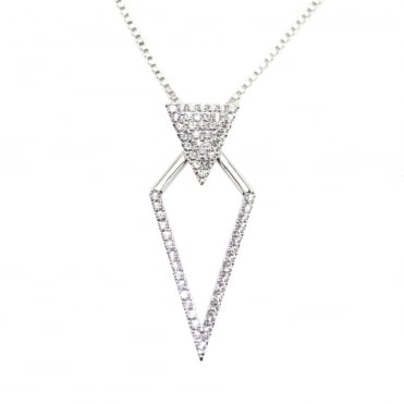 VIP Silver Plated Crystal Set Diamond Shape Pendant and Chain