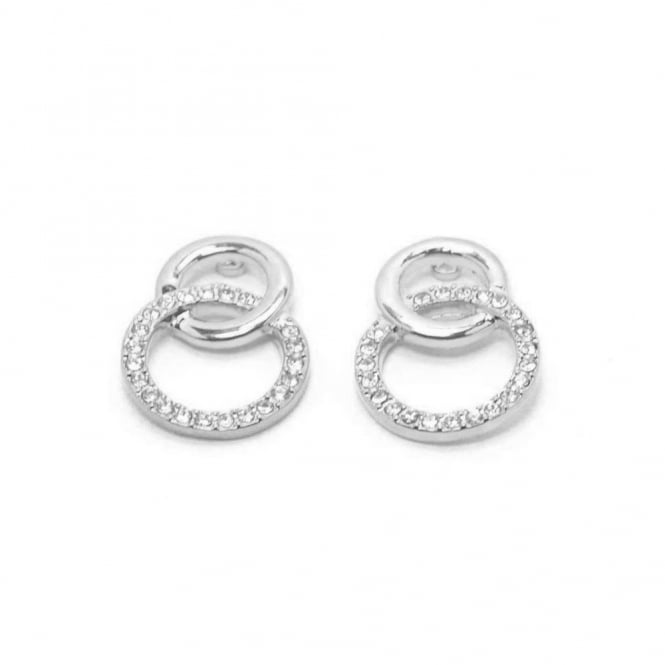 VIP Silver Plated Crystal Set Double Circle Stud Earrings