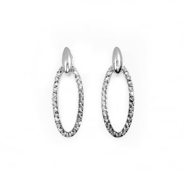 VIP Silver Plated Crystal Set Oval Drop Earrings