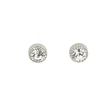 VIP Silver Plated Crystal Set Round Halo Stud Earrings