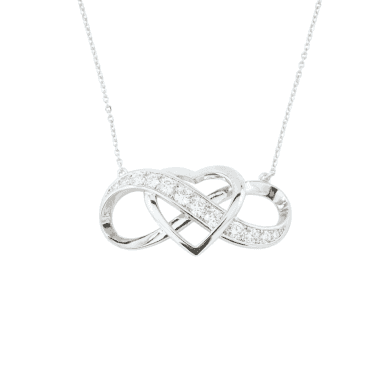Silver Plated Infinity Heart Pendant & Chain