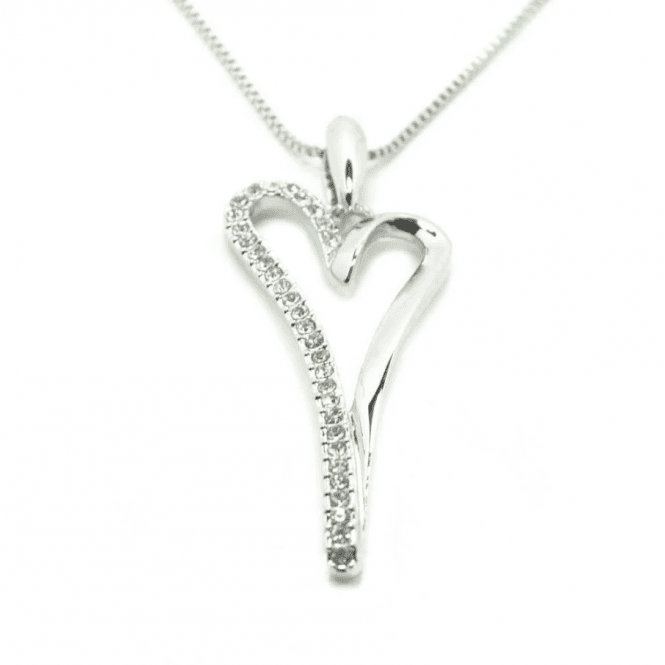 VIP Silver Plated Open Crystal Heart Pendant & Chain