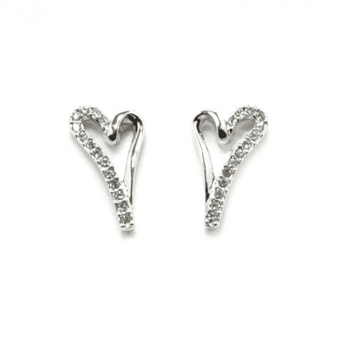 VIP Silver Plated Open Crystal Heart Stud Earrings