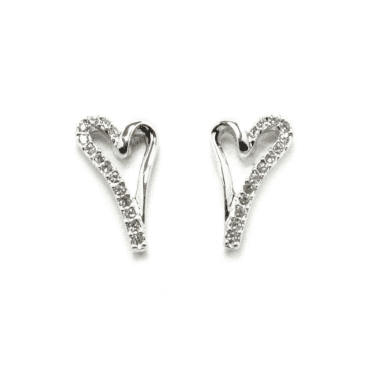 Silver Plated Open Crystal Heart Stud Earrings