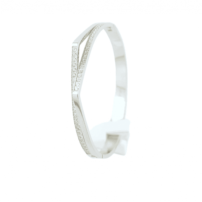 VIP Silver Plated Oval Shaped Crystal Bangle