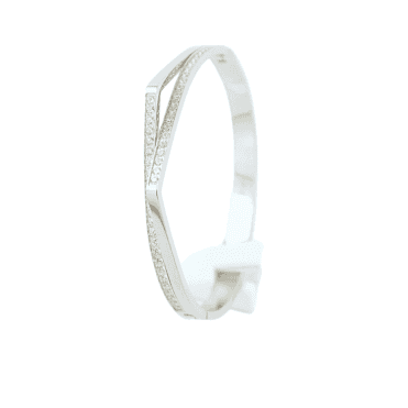 Silver Plated Oval Shaped Crystal Bangle
