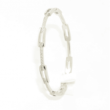 Silver Plated Stone Set Fancy Bangle